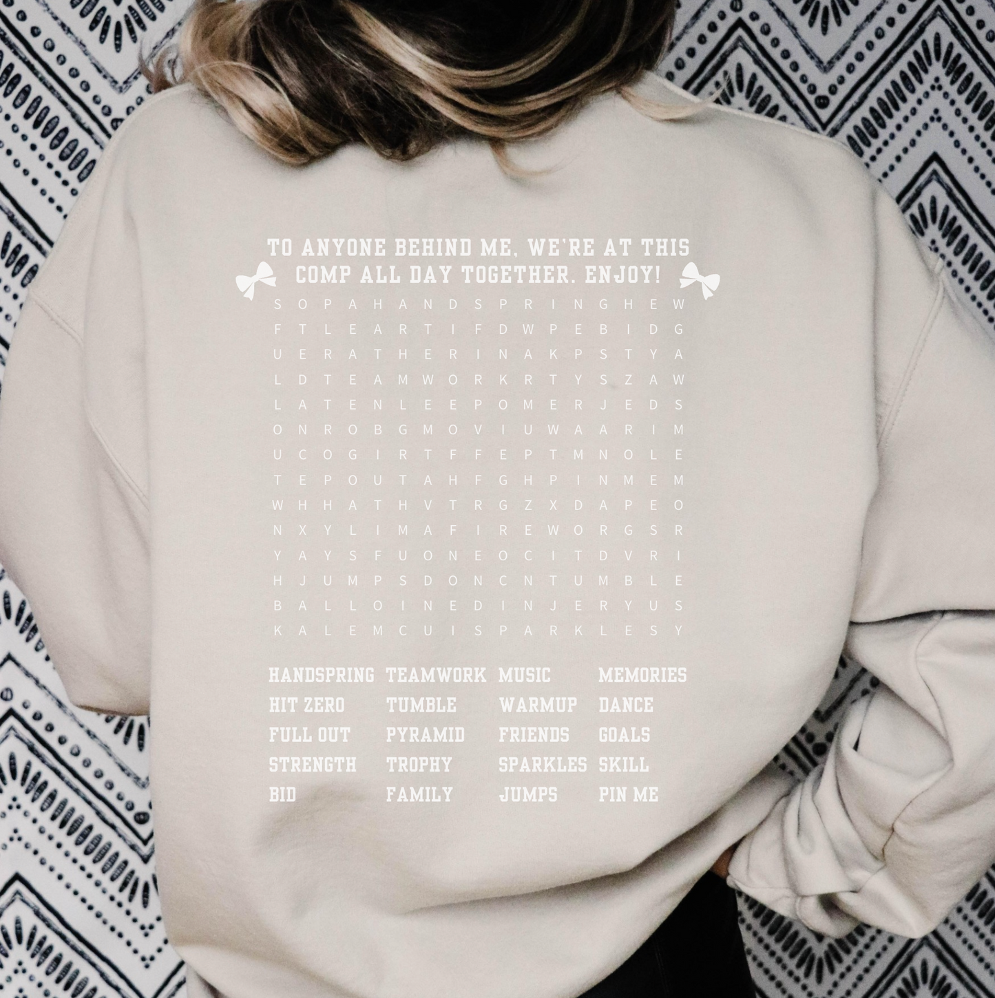 cheerleading word search sweatshirt