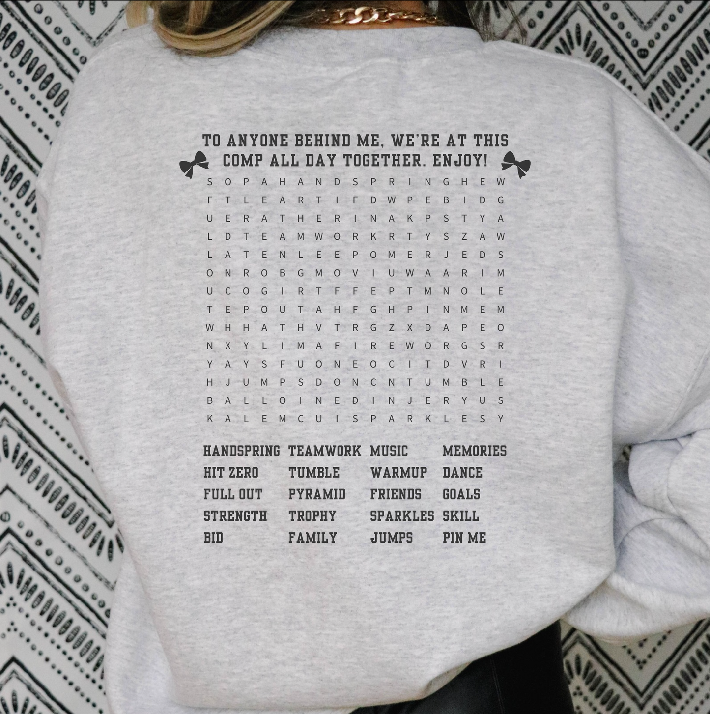 cheerleading word search sweatshirt