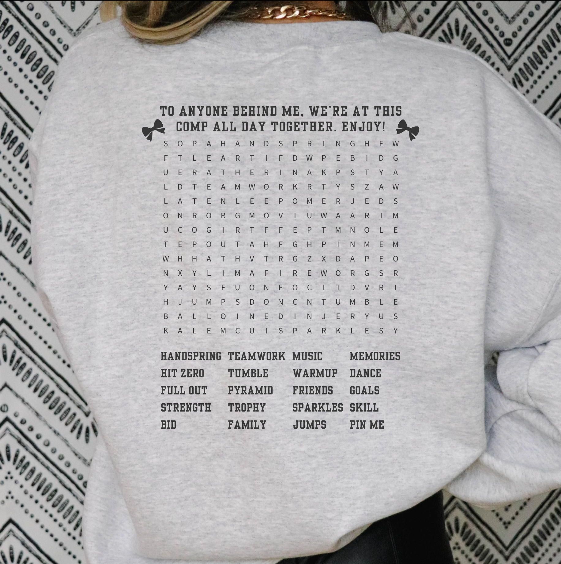 cheerleading word search sweatshirt