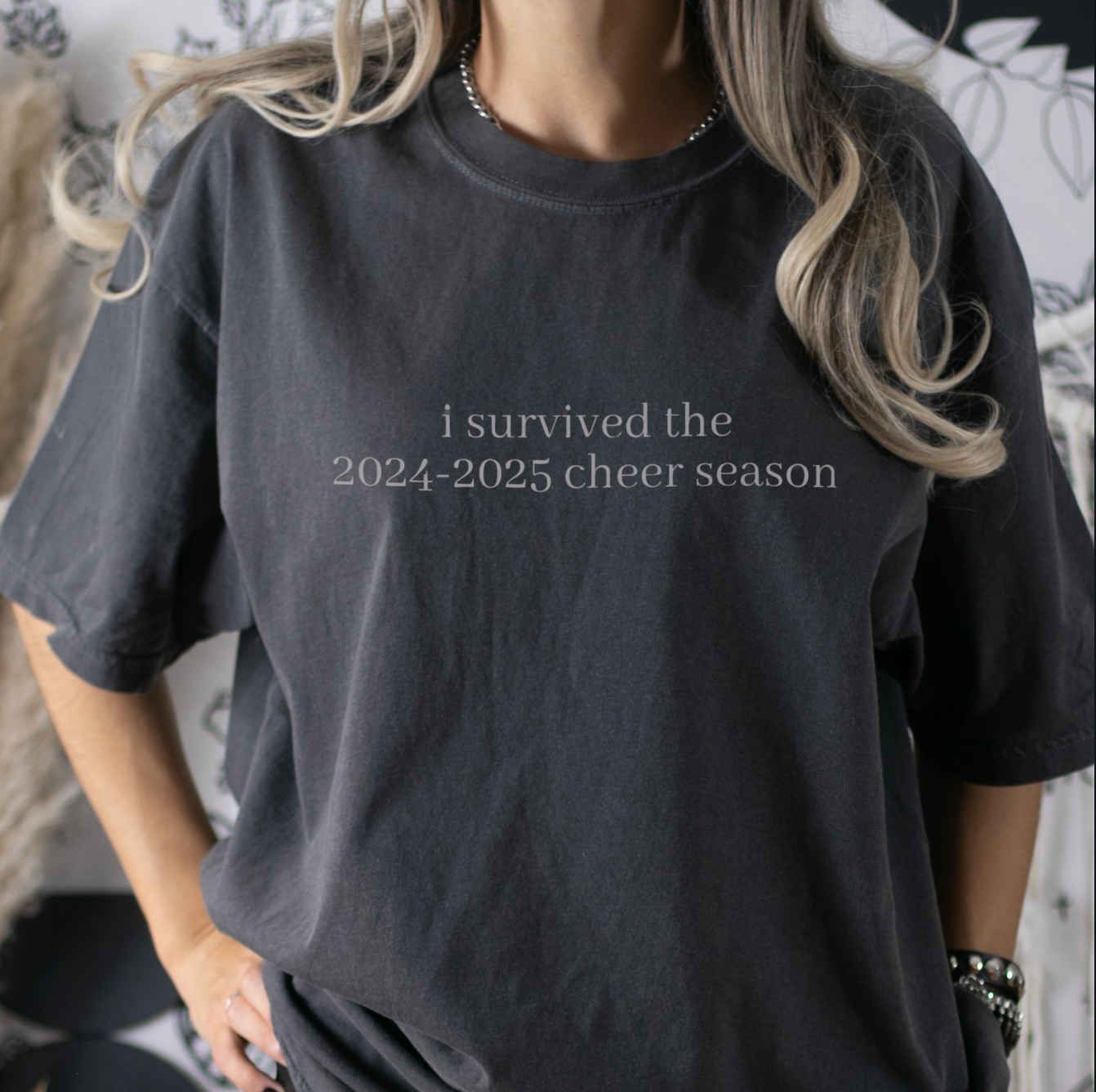 I Survived the 2024-2025 Cheer Season Shirt – Soft Comfort Colors Tee with Tone-on-Tone Design, Funny Cheerleader Gift, Unisex Cheer Coach Shirt