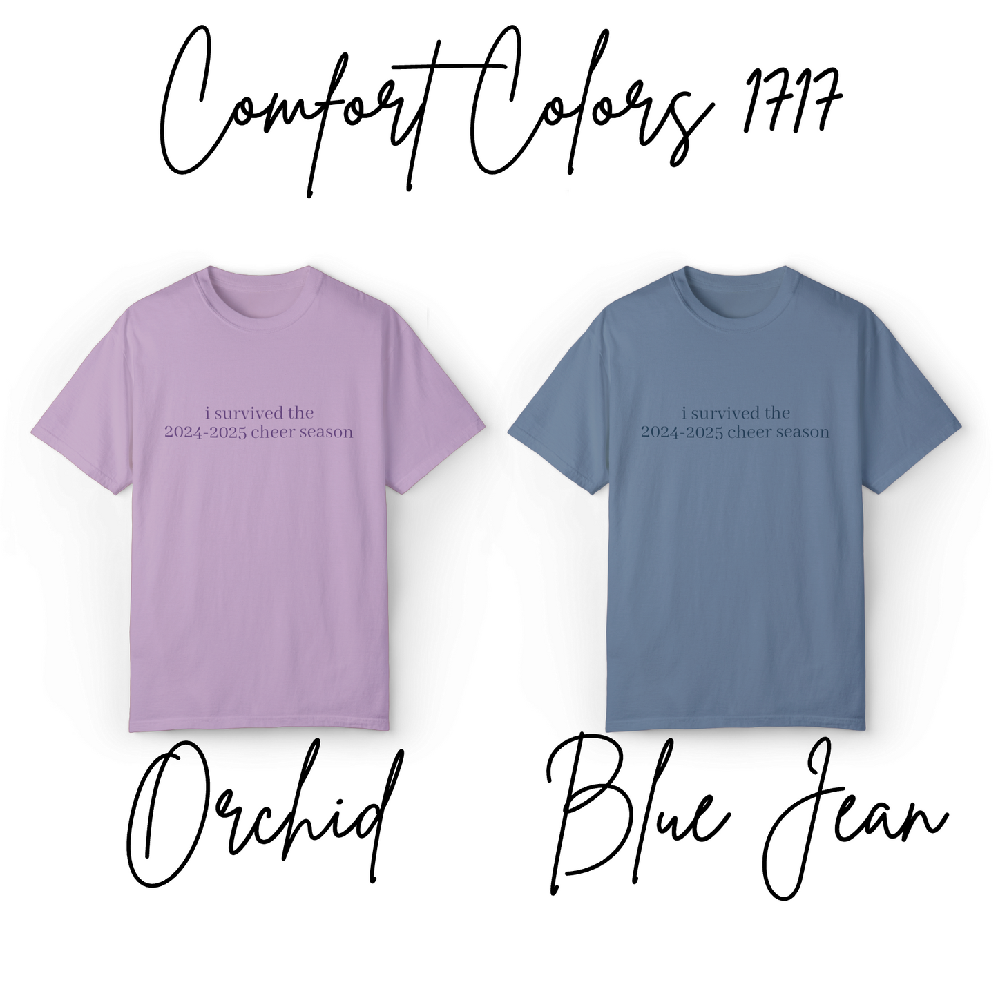 I Survived the 2024-2025 Cheer Season Shirt – Soft Comfort Colors Tee with Tone-on-Tone Design, Funny Cheerleader Gift, Unisex Cheer Coach Shirt