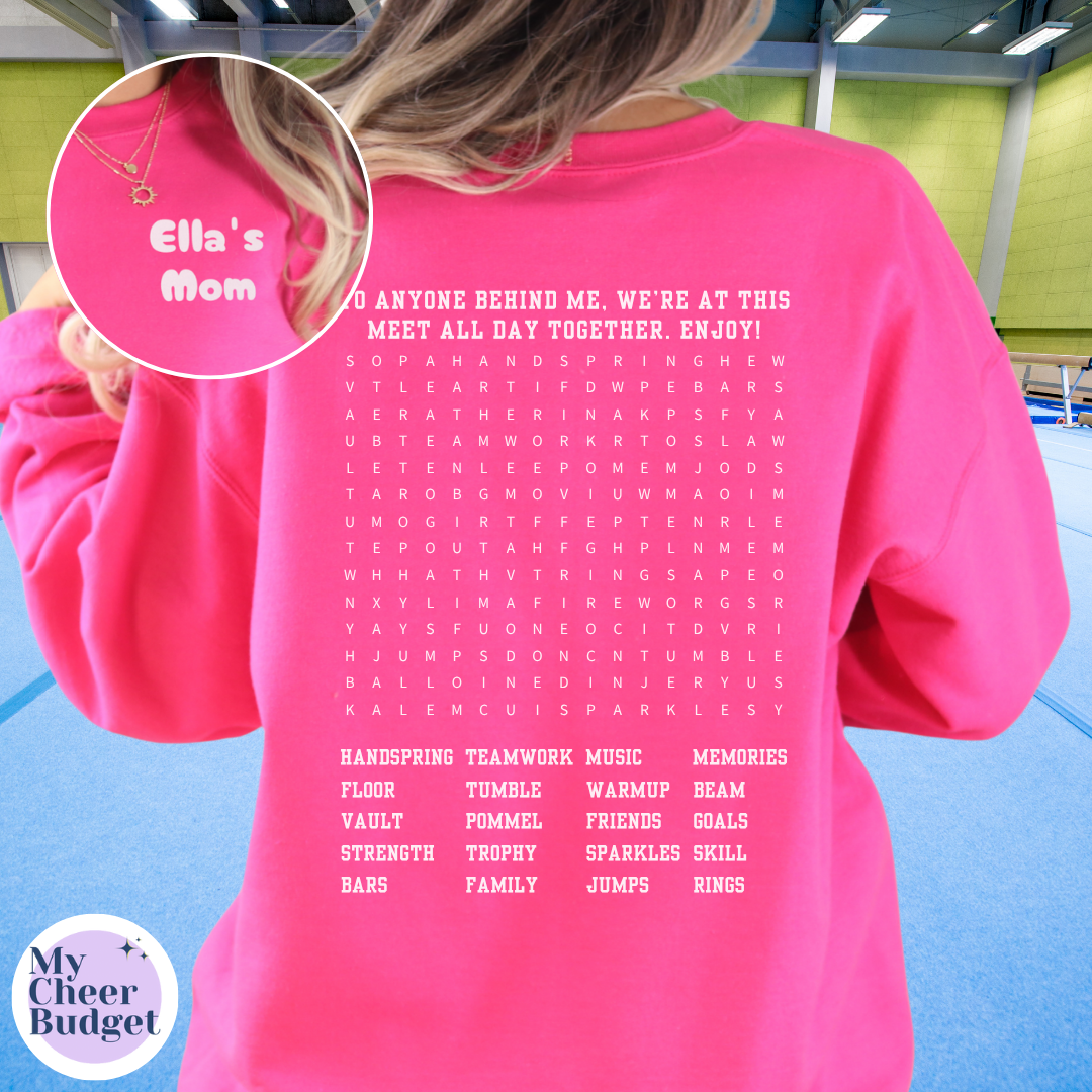 Gymnastics Meet Word Search - Personalized Sweatshirt