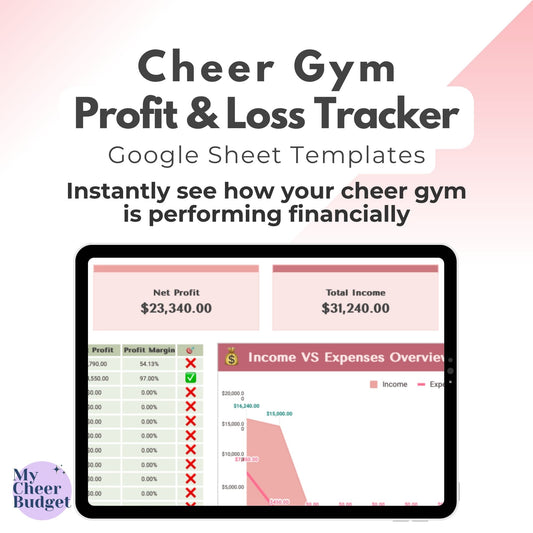 Cheer Gym Profit & Loss Spreadsheet, Rose Garden | Google Sheets Template