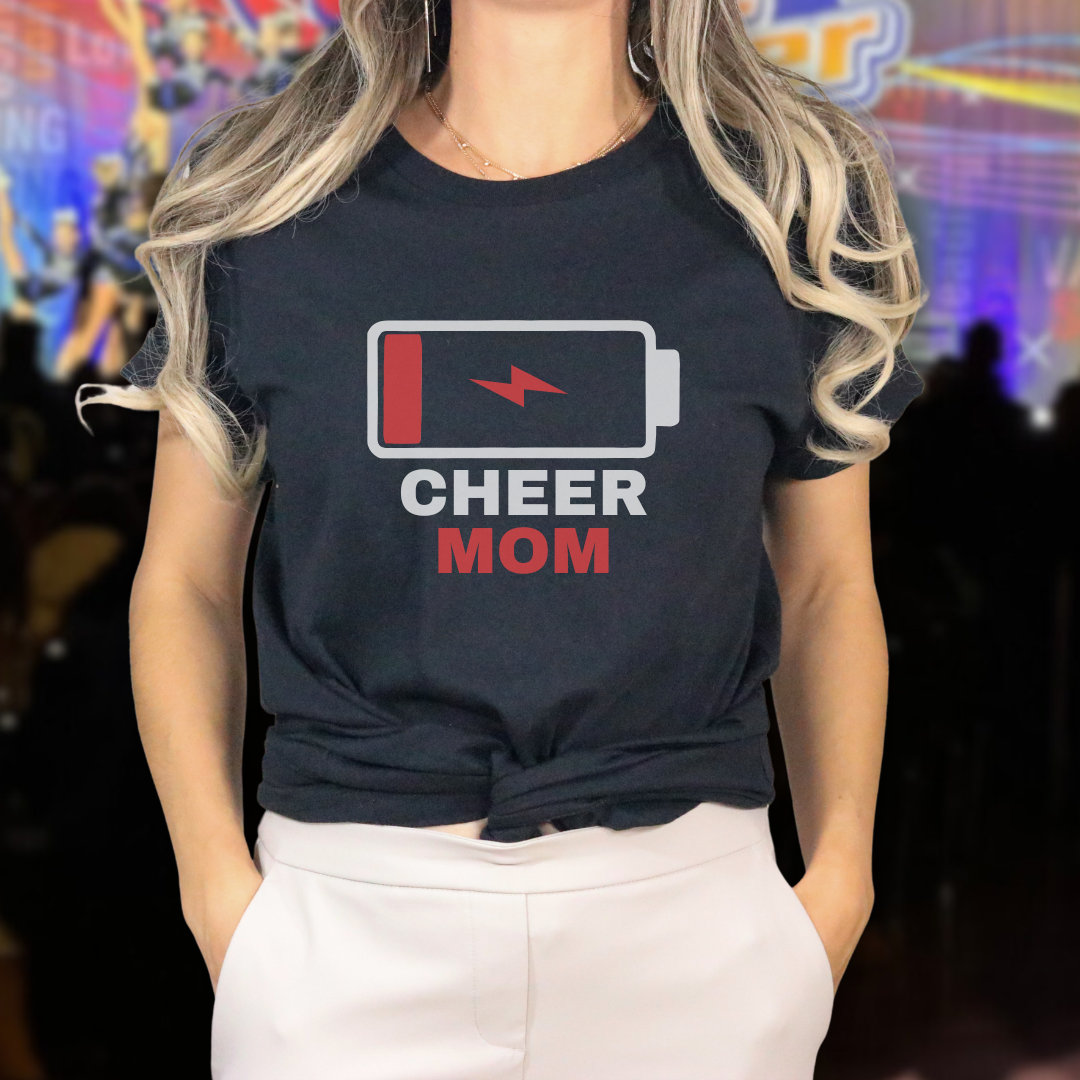 Low Battery Cheer Mom | T-Shirt