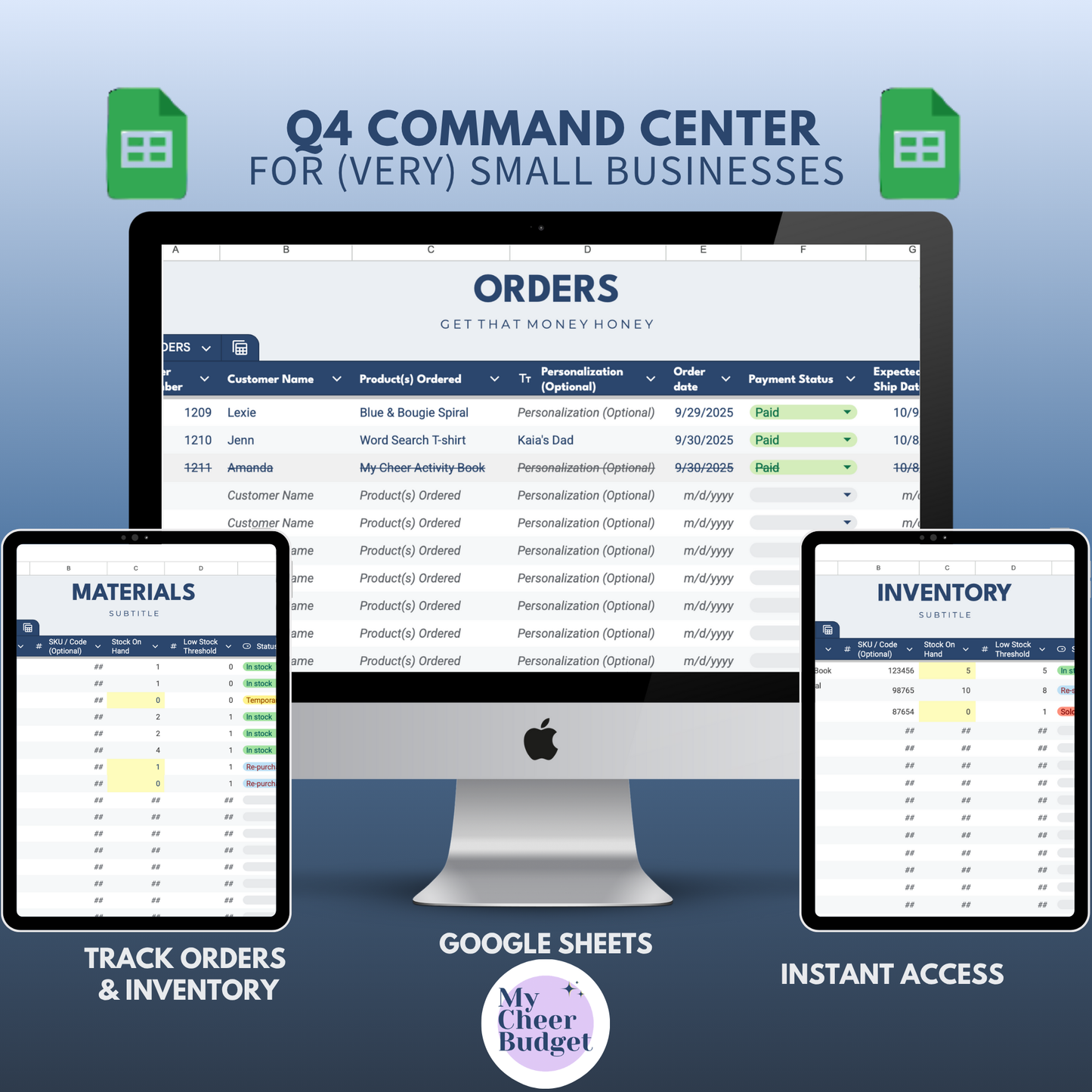 Q4 (Very) Small Business Dashboard | Spreadsheet Template