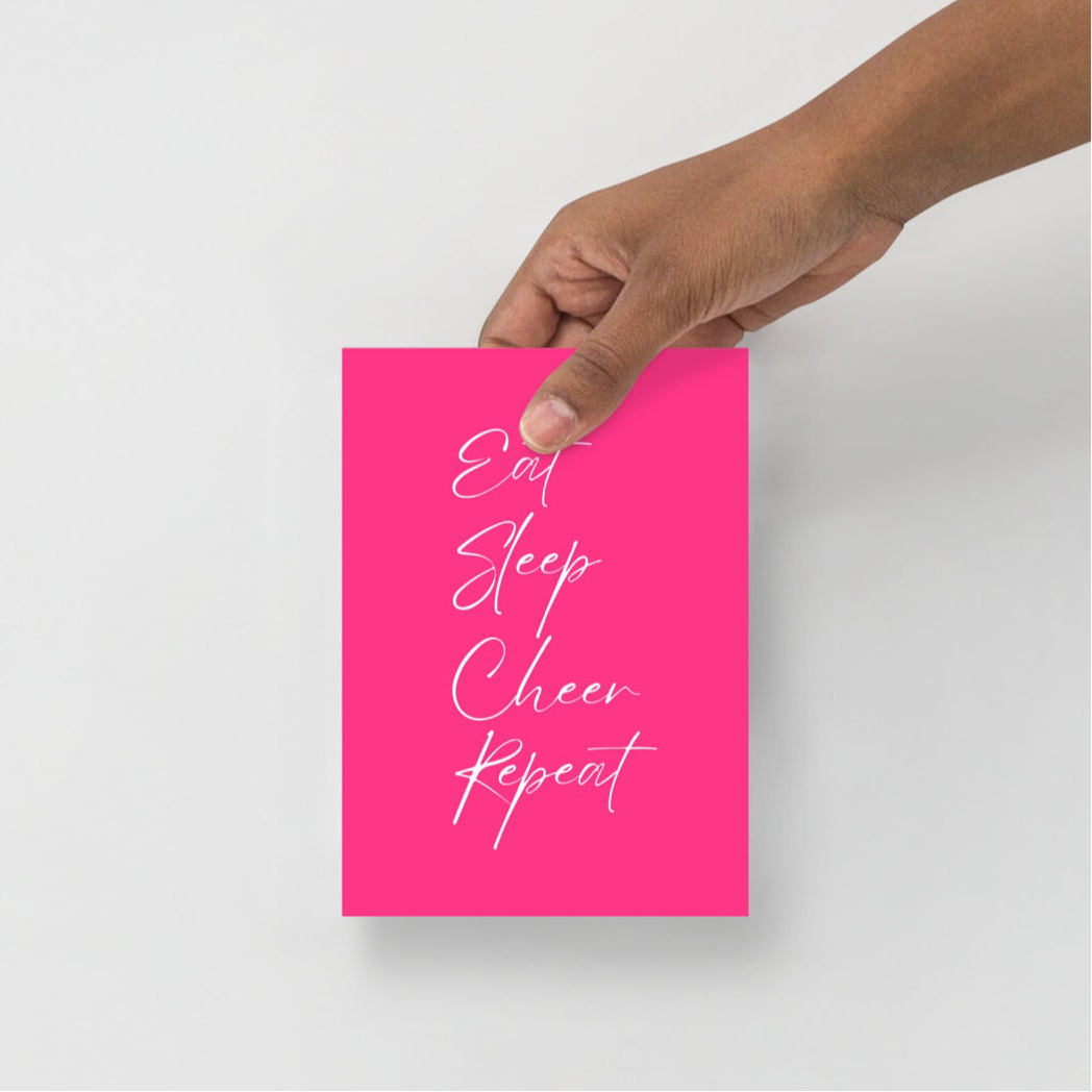 Premium wall art prints for competitive cheer, hot pink with white script