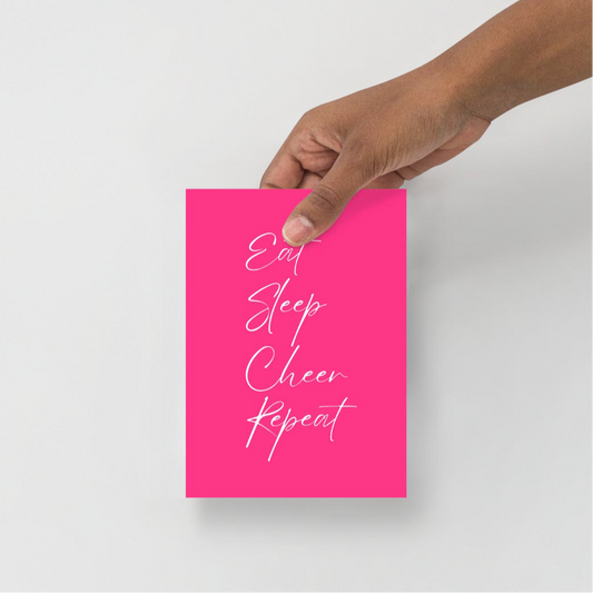 Premium wall art prints for competitive cheer, hot pink with white script