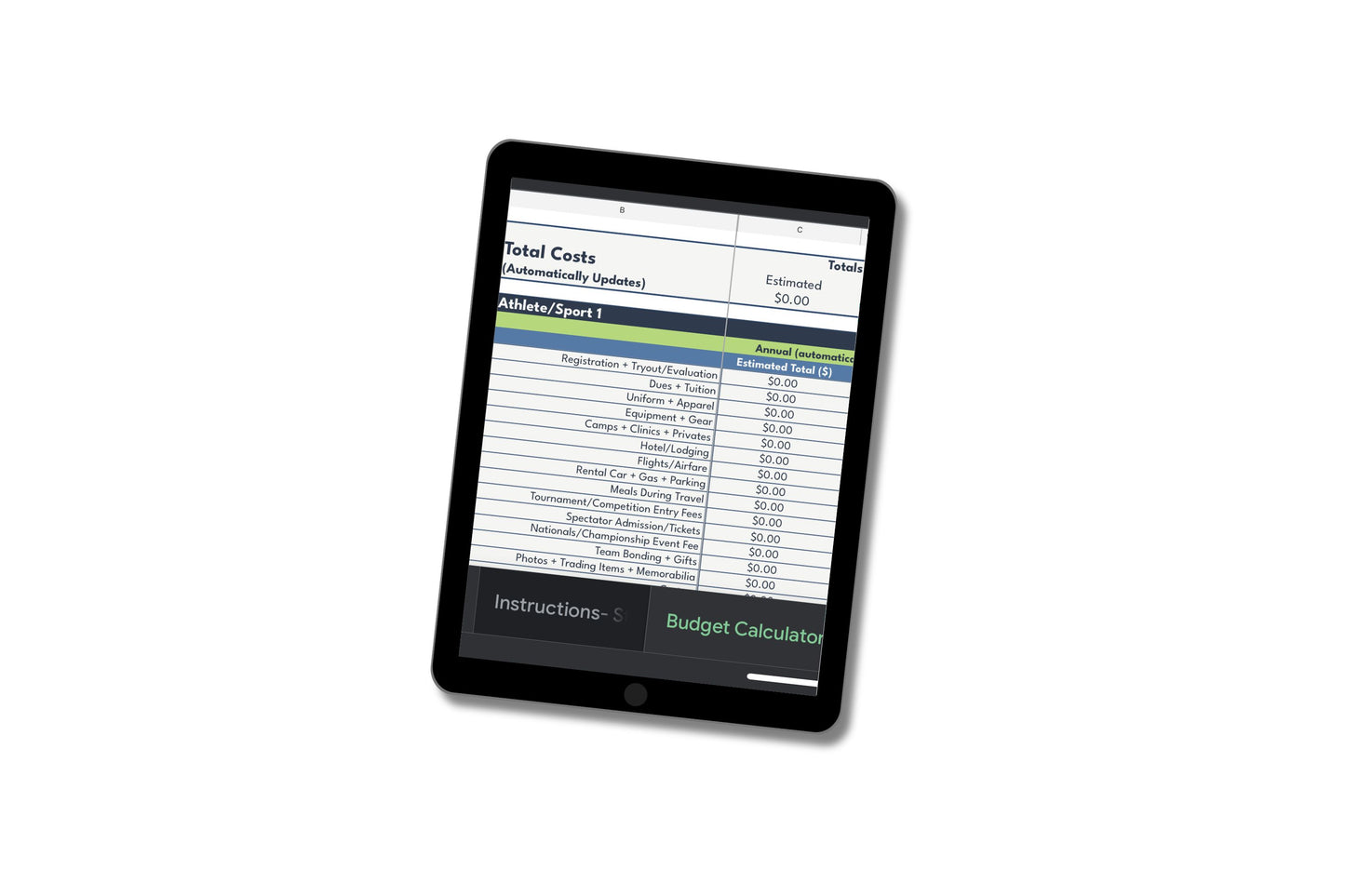 Youth Sports Budget Calculator | Spreadsheet Template