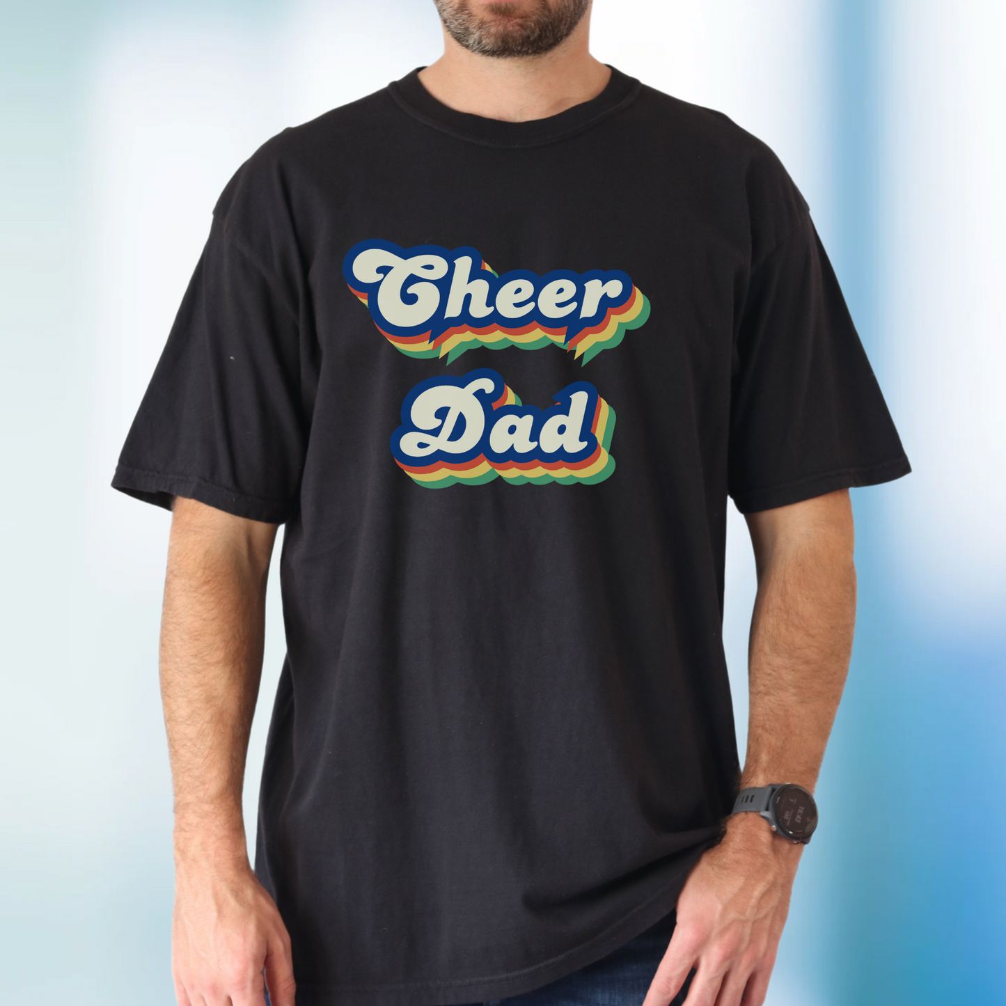 cheer dad t-shirt, retro style font for competition days