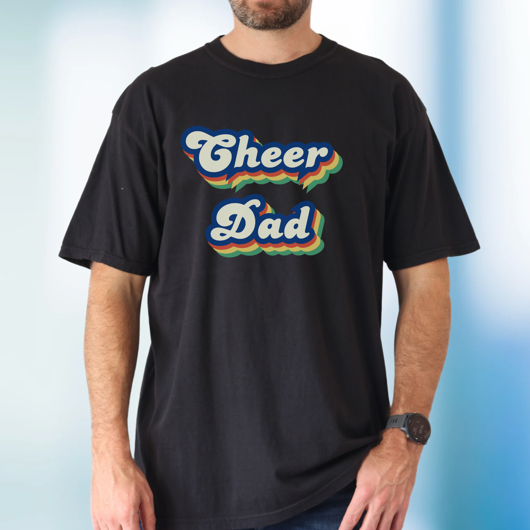 cheer dad t-shirt, retro style font for competition days