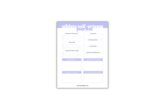 Athlete Self-Esteem Worksheet | Digital Download