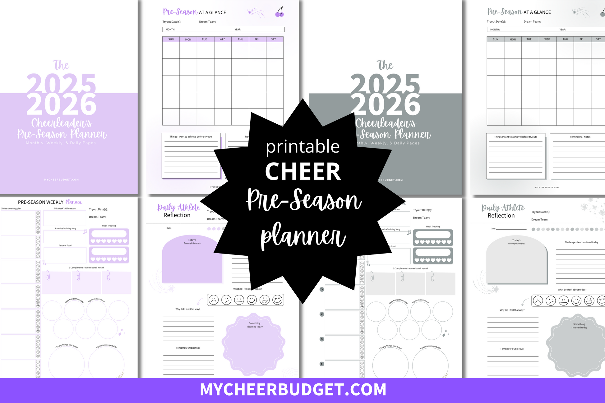 cheerleader pre-season tryout planner, coach evaluation printable organizer