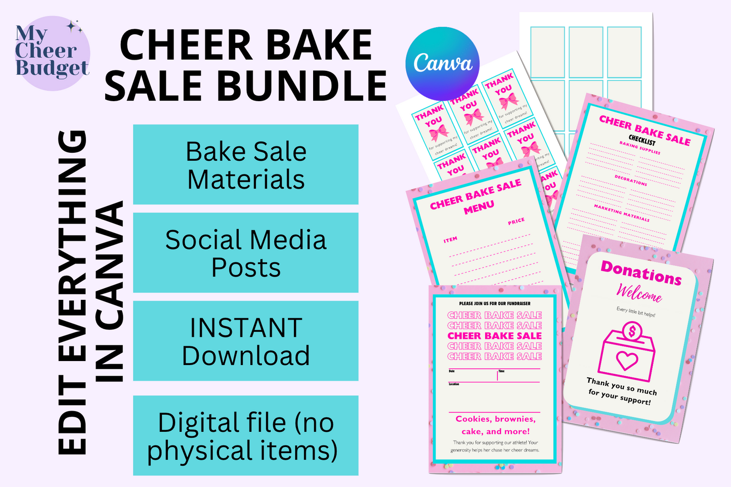 Editable Bake Sale Fundraiser Bundle | Canva Template