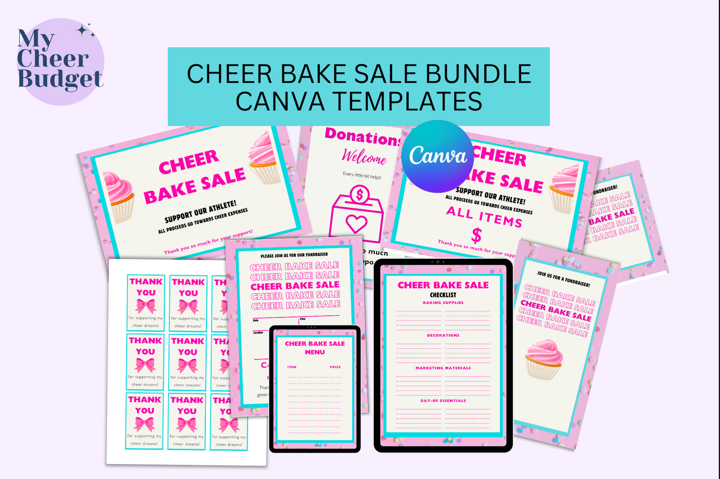 Editable Bake Sale Fundraiser Bundle | Canva Template