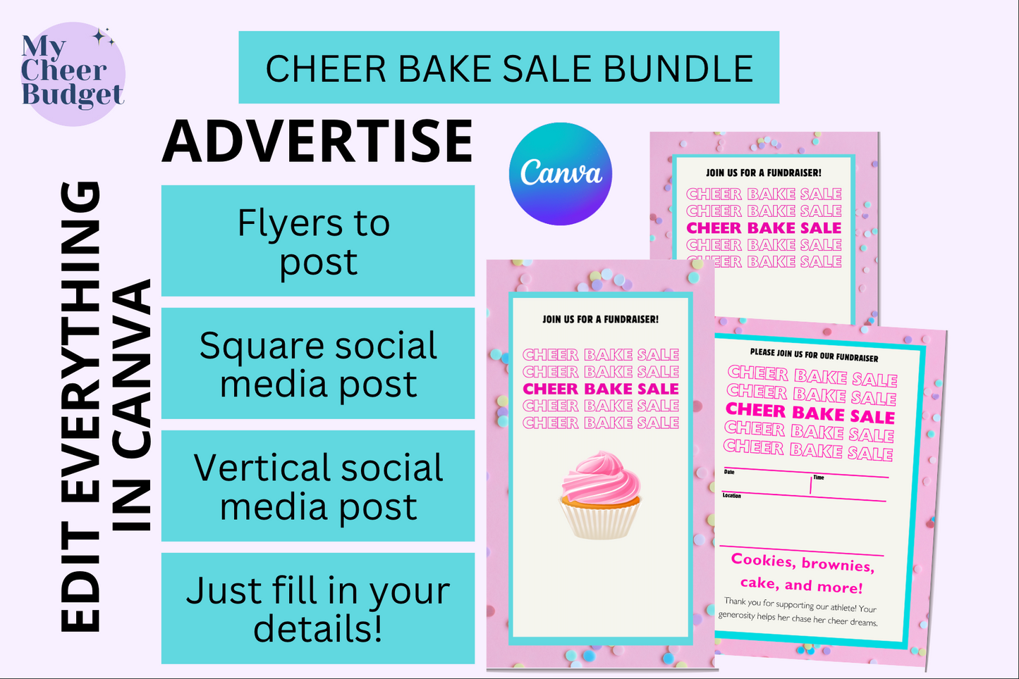 Editable Bake Sale Fundraiser Bundle | Canva Template