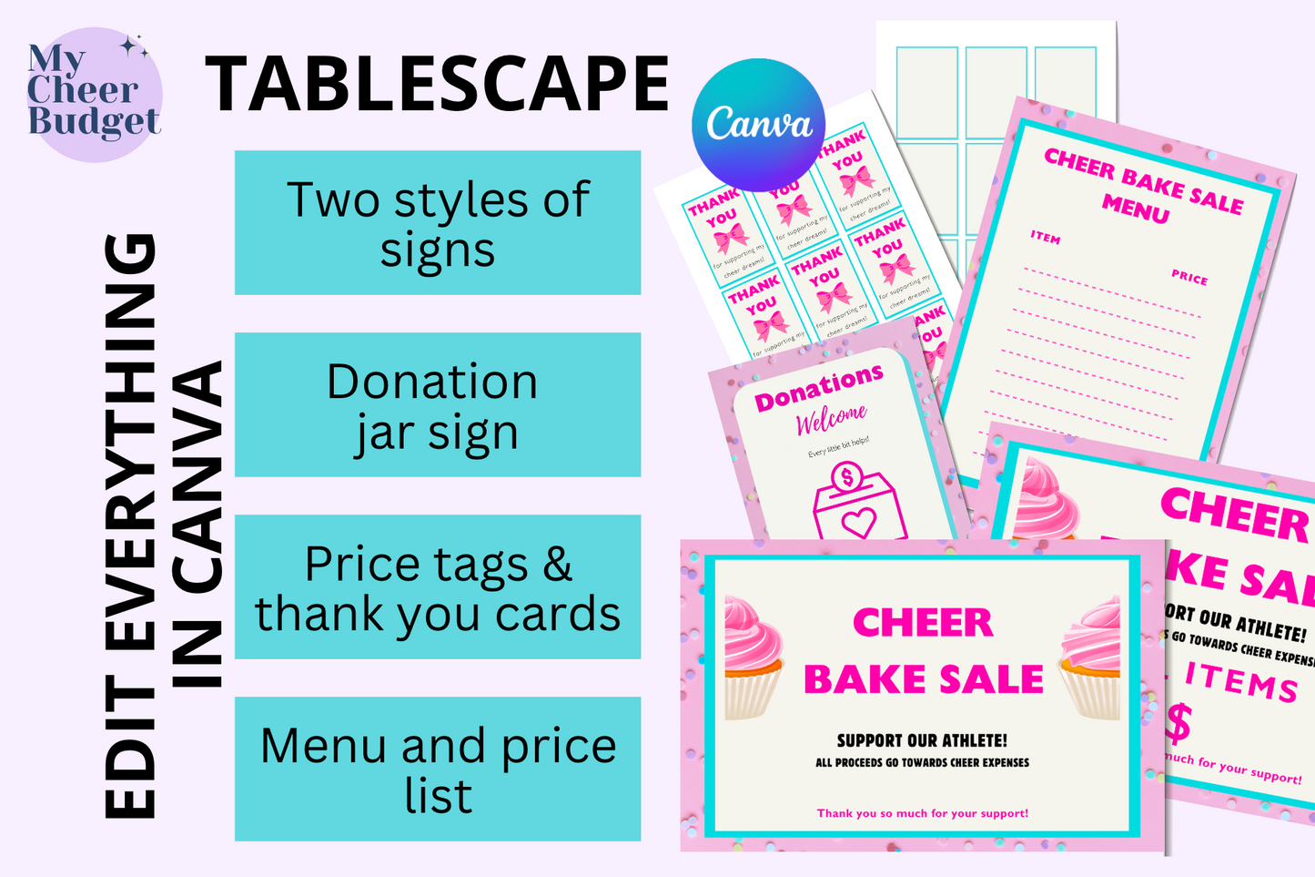 Editable Bake Sale Fundraiser Bundle | Canva Template