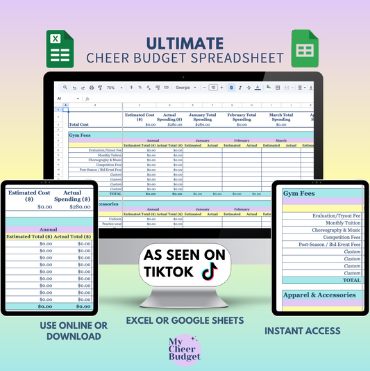 all star cheer budget calculator google sheet or excel template