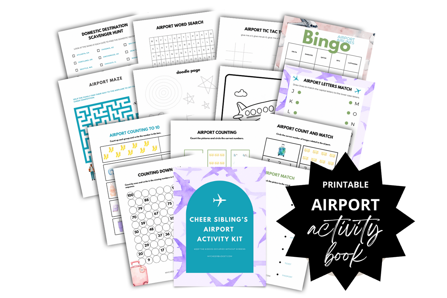 Cheer Sibling Airport Activity Book | Digital Download