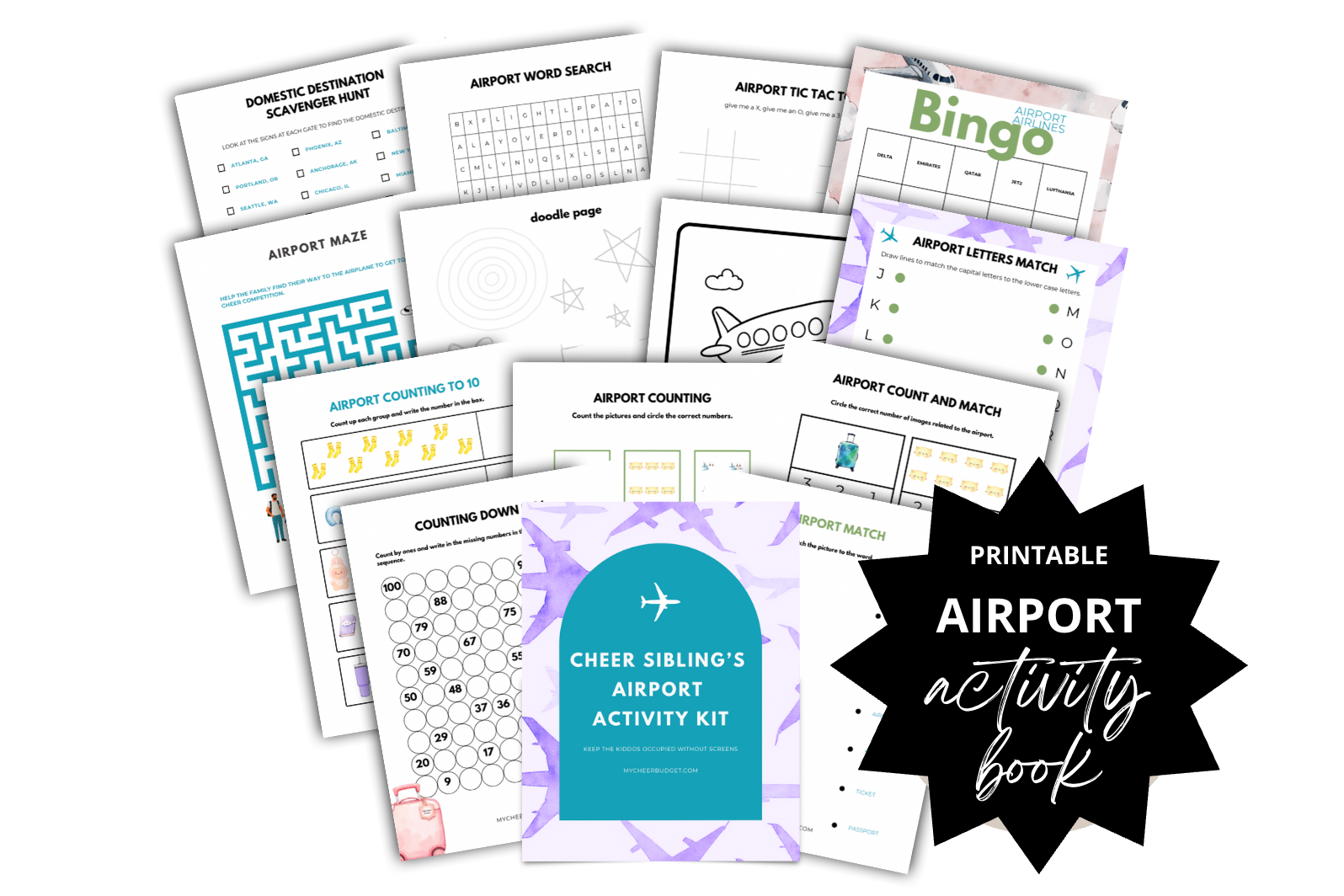 Cheer Sibling Airport Activity Book | Digital Download