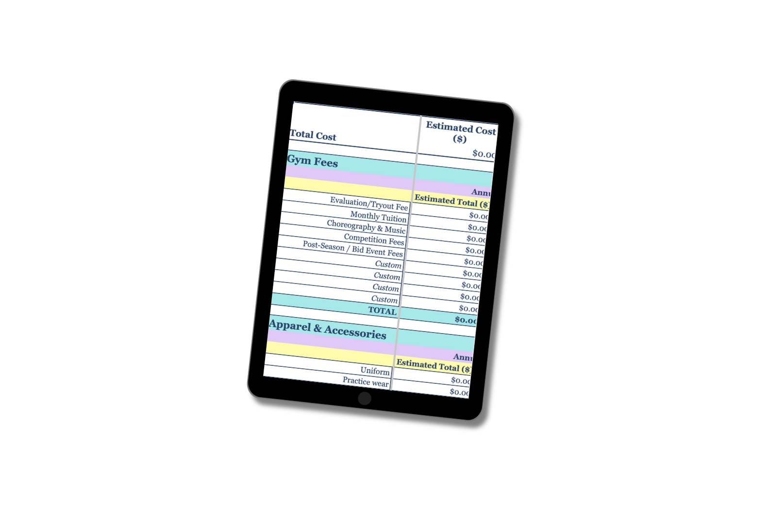 all star cheer budget calculator google sheet template