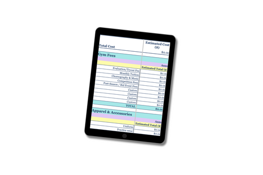 all star cheer budget calculator google sheet template