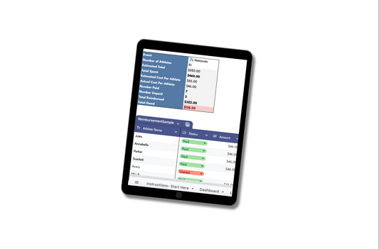 Team Parent Google Sheets spreadsheet for tracking cheer or youth sports costs and reimbursements