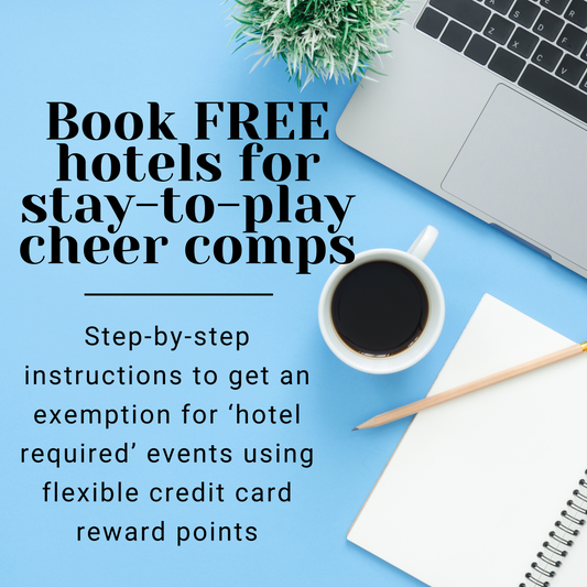 Instructions to apply for an exemption for hotel required cheer competitions and book free hotels