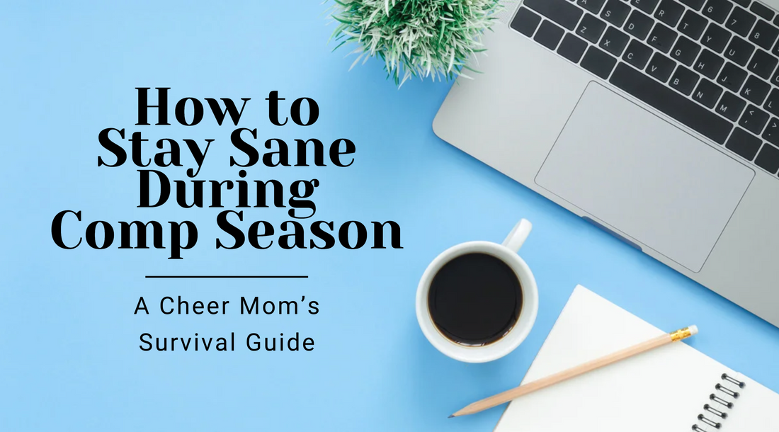 Cheer mom staying organized during competition season with a planner, essential tips for managing stress, cheer competition schedules, and staying calm under pressure.