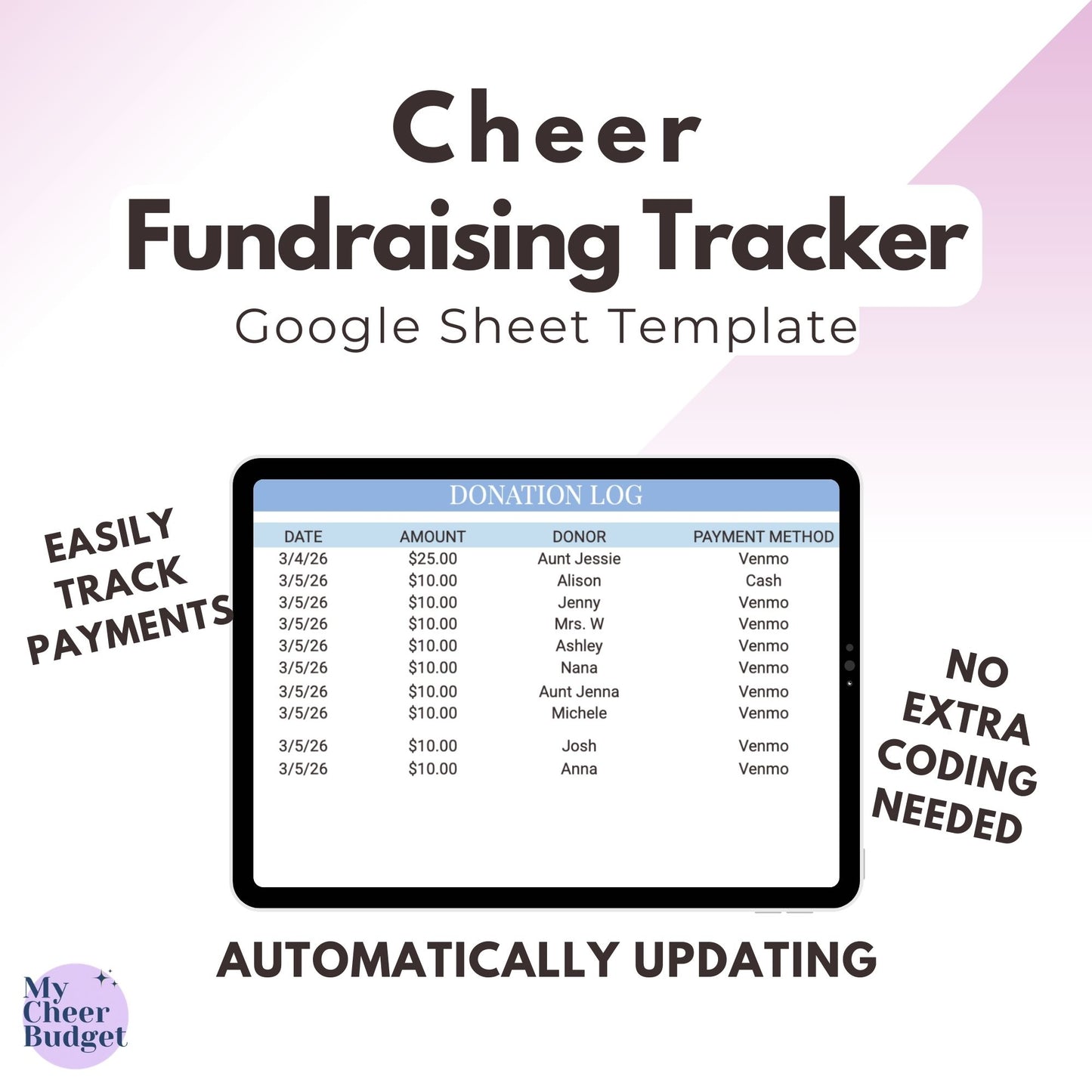 Fundraising Tracker, Wildflower | Google Sheets Template