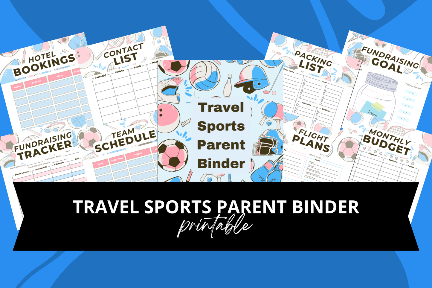 travel sports parent planner binder printable