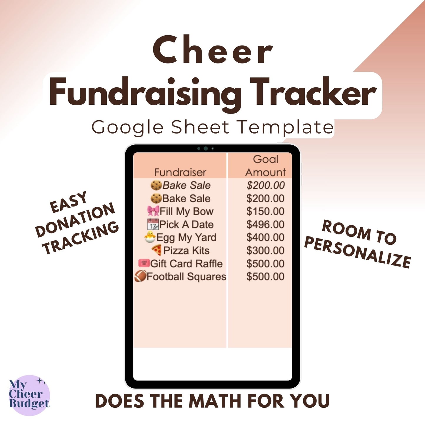 Fundraising Tracker, Terra Cotta | Google Sheets Template