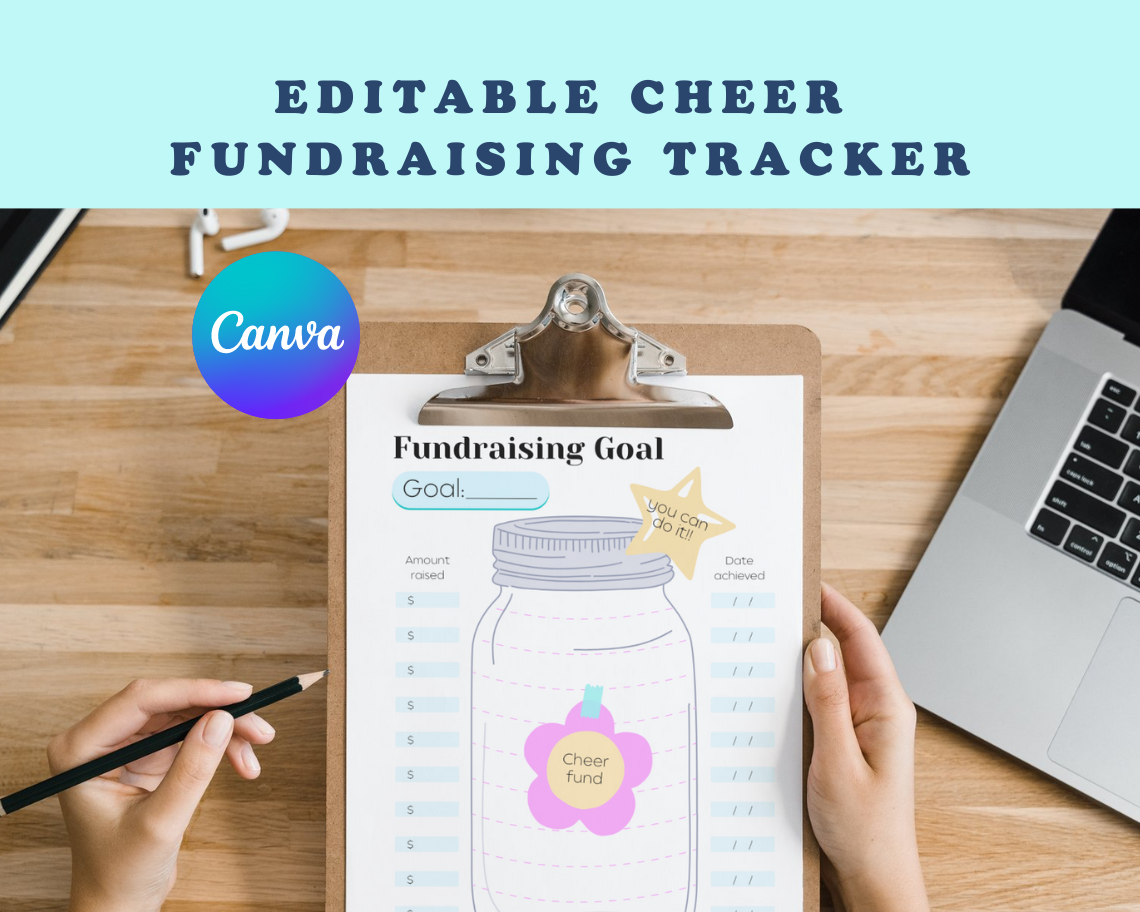 Customizable fundraising tracker Canva template