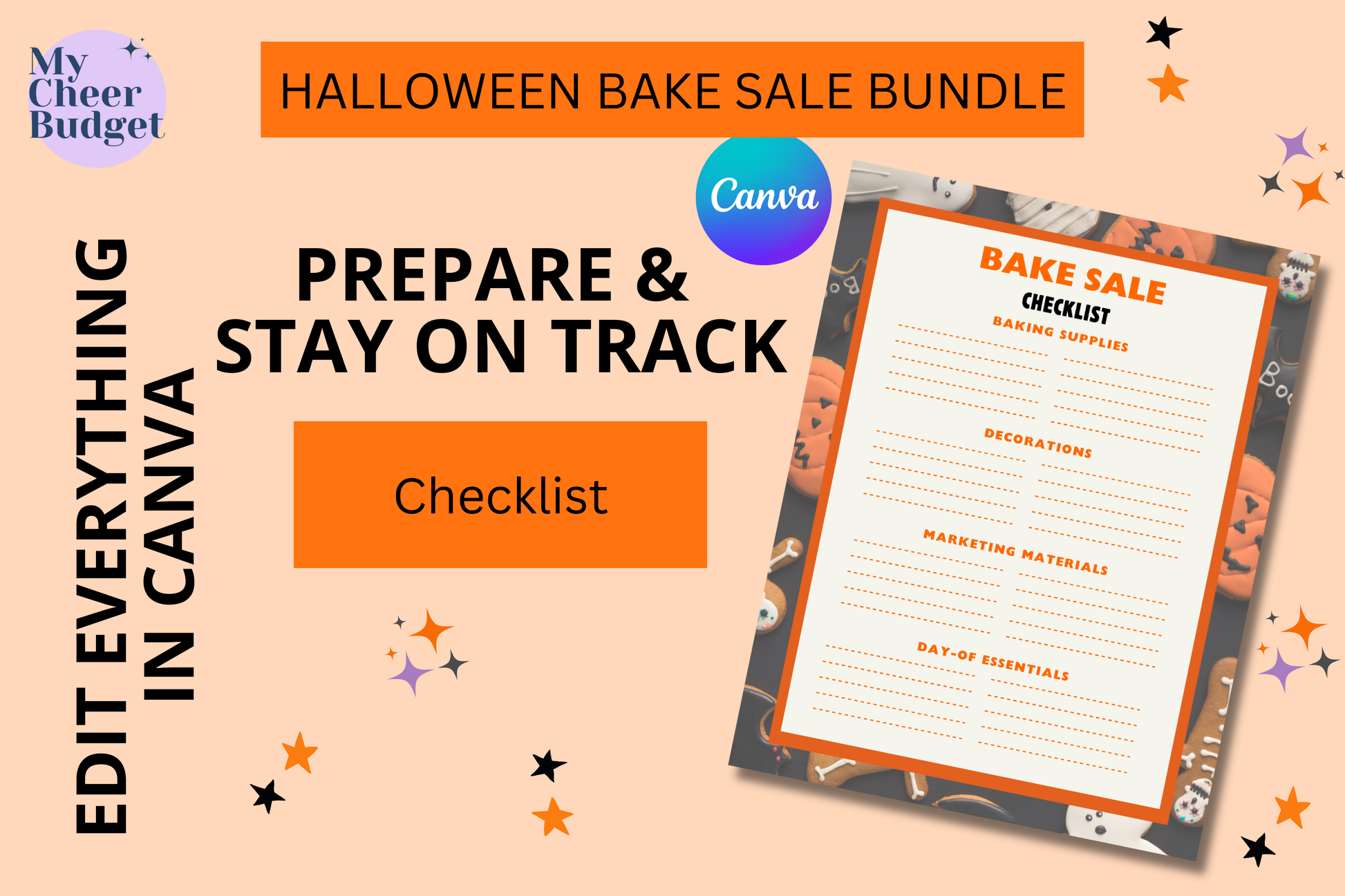 editable bake sale fundraiser halloween bundle Canva template