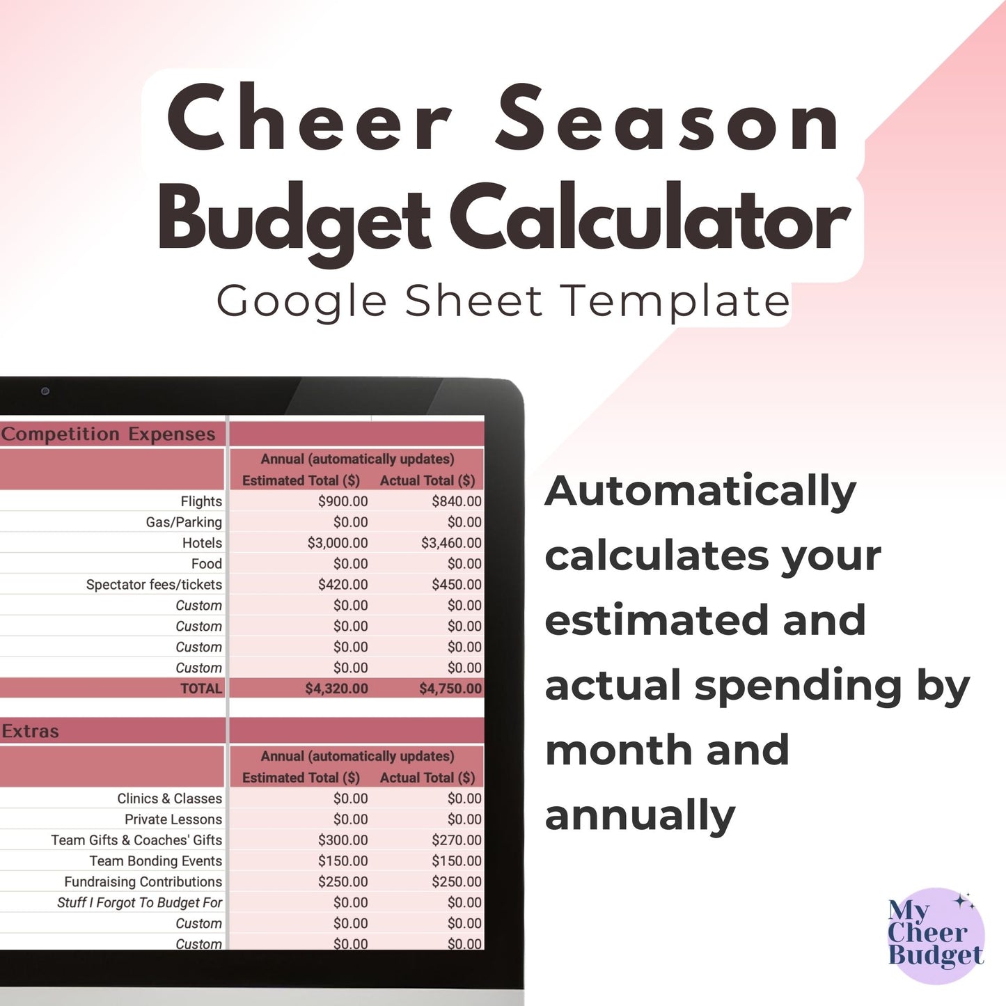 My Cheer Budget, Rose Garden | Google Sheets Template