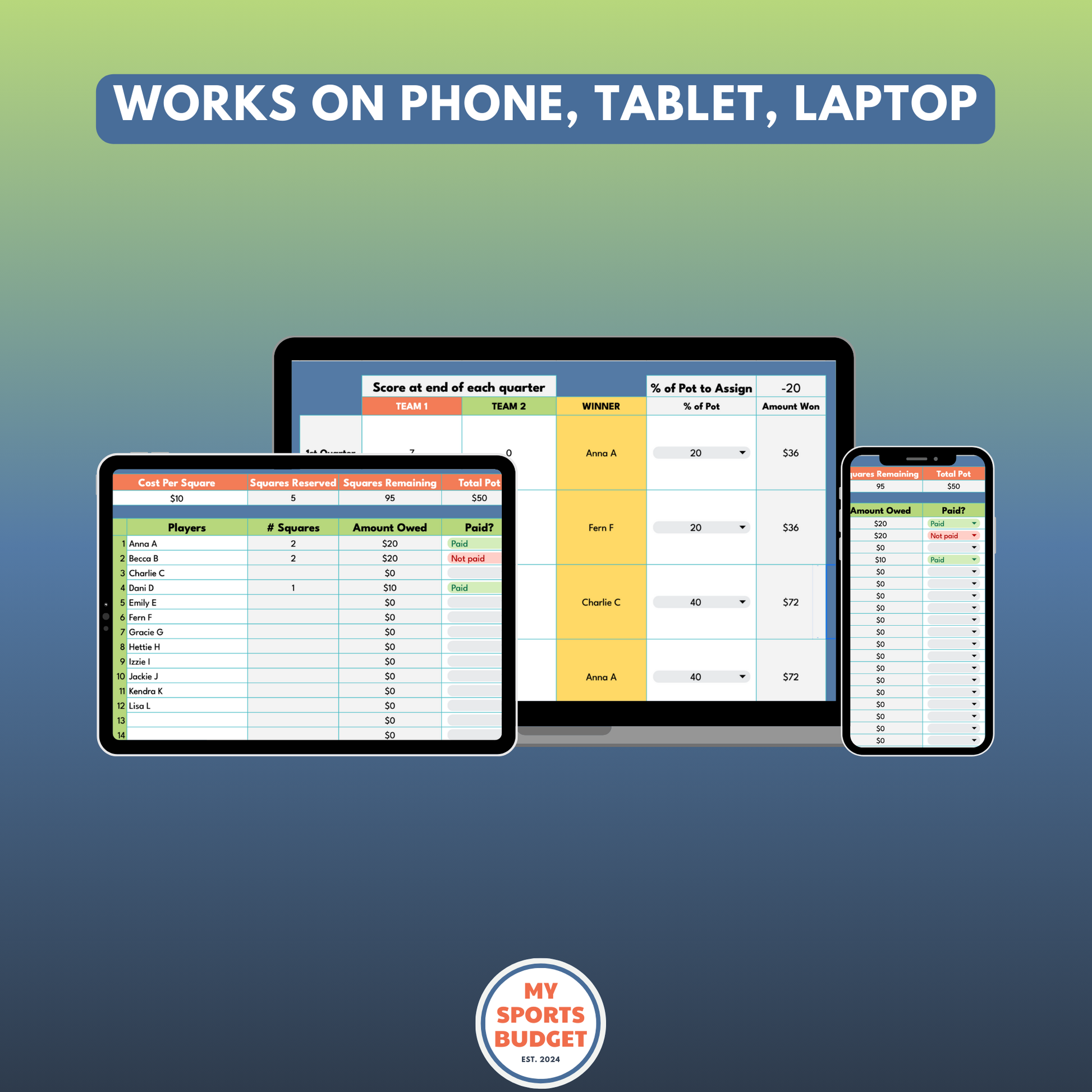 football squares google sheet spreadsheet template for fundraising