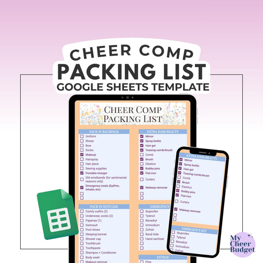 Cheer Comp Packing List, Wildflower | Google Sheets Template