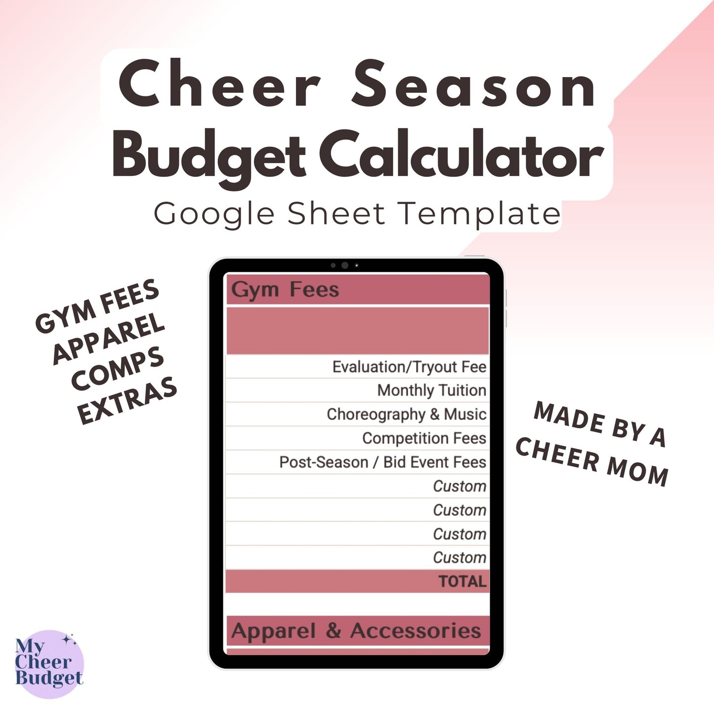 My Cheer Budget, Rose Garden | Google Sheets Template