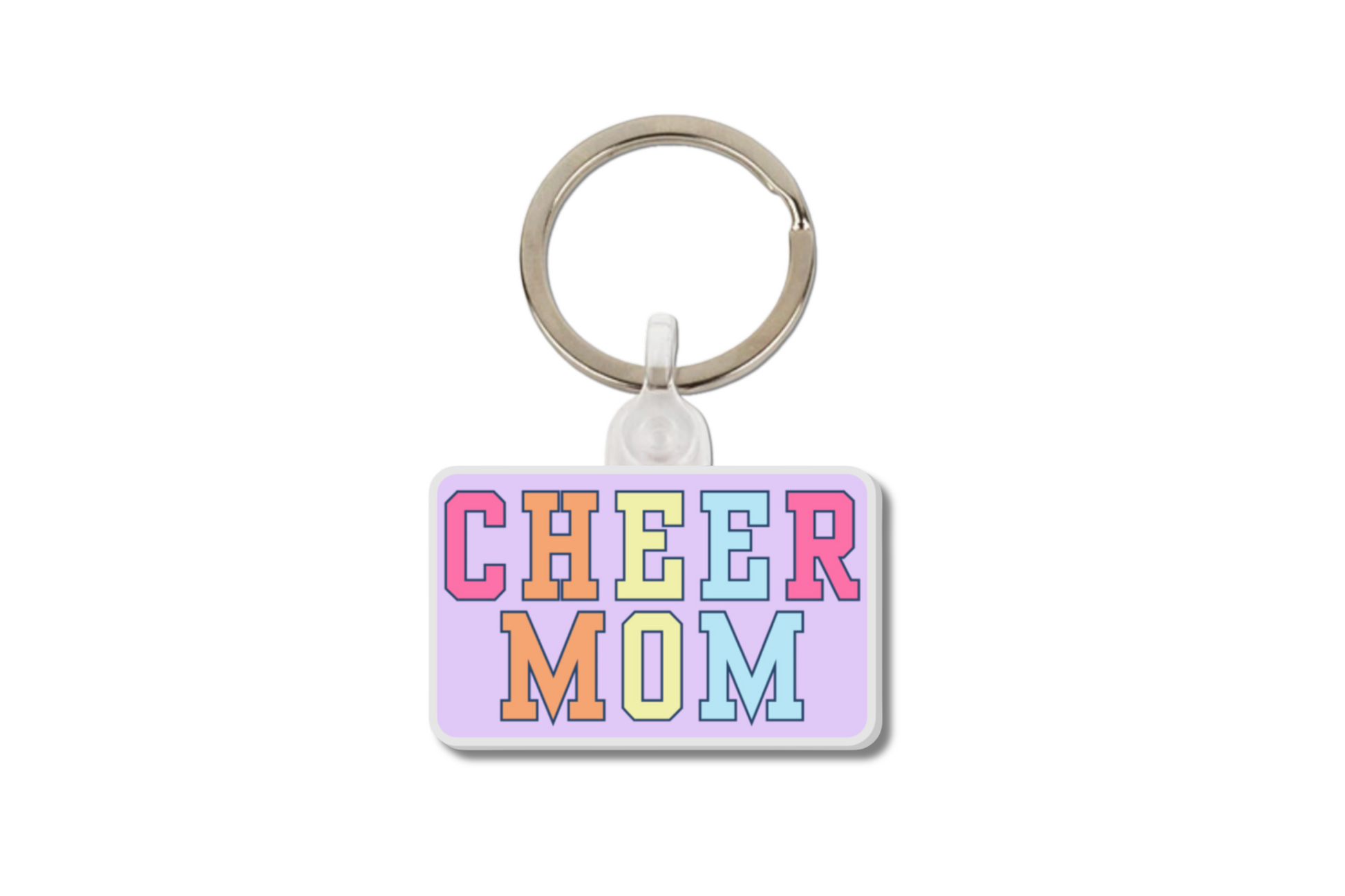 cheer mom keychain pastel letter patch style