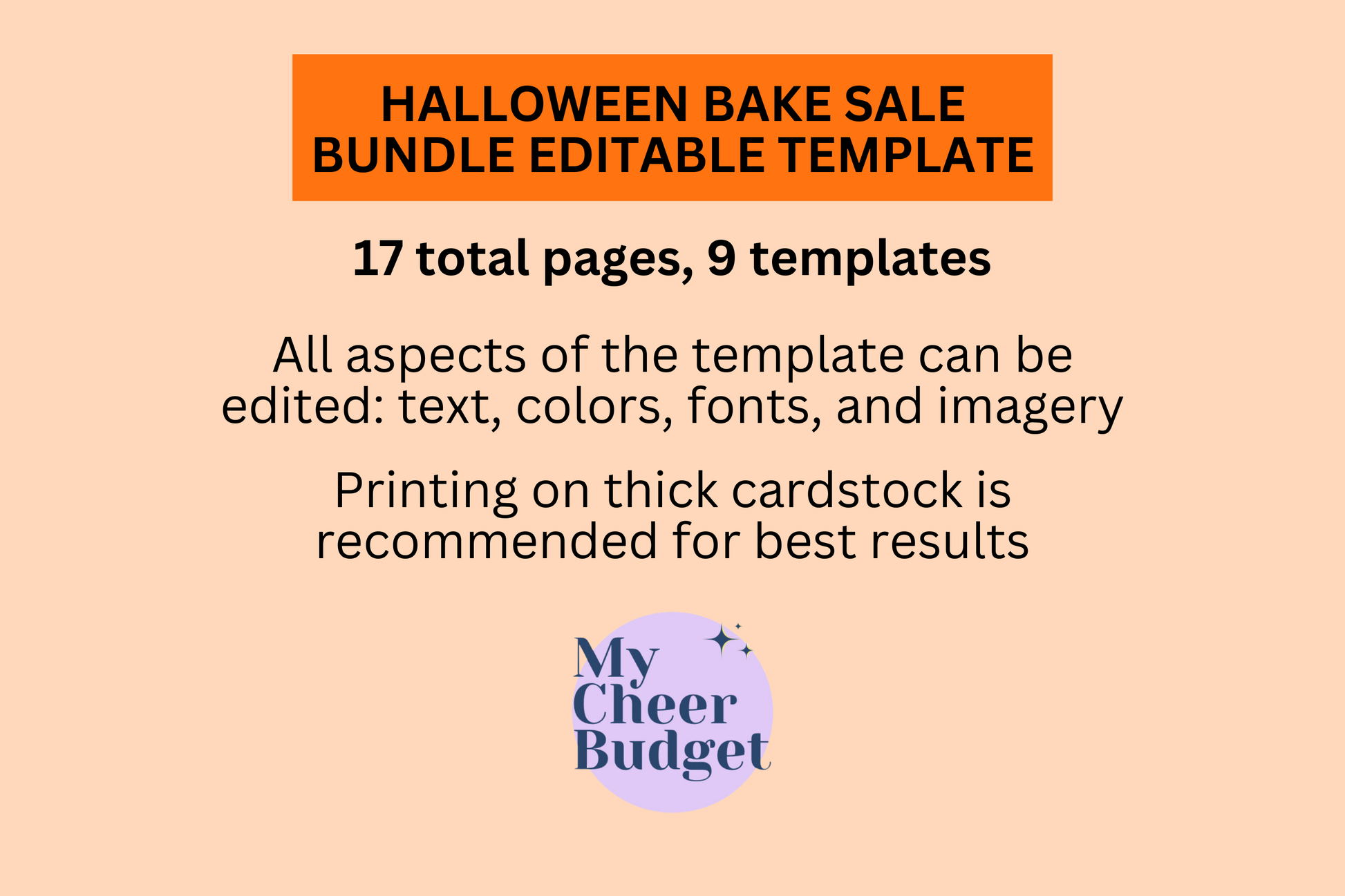 editable bake sale fundraiser halloween bundle Canva template