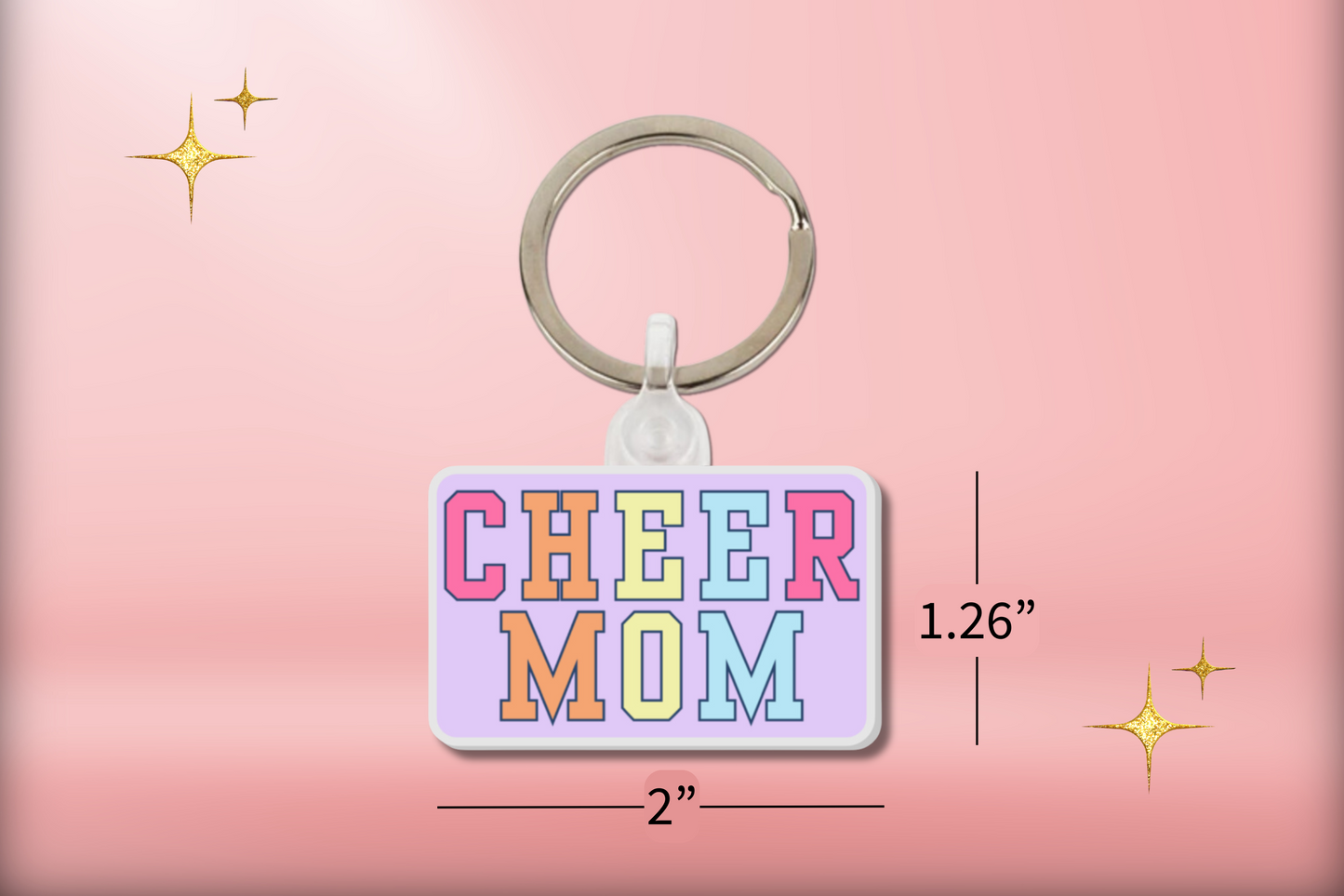 cheer mom keychain pastel letter patch style