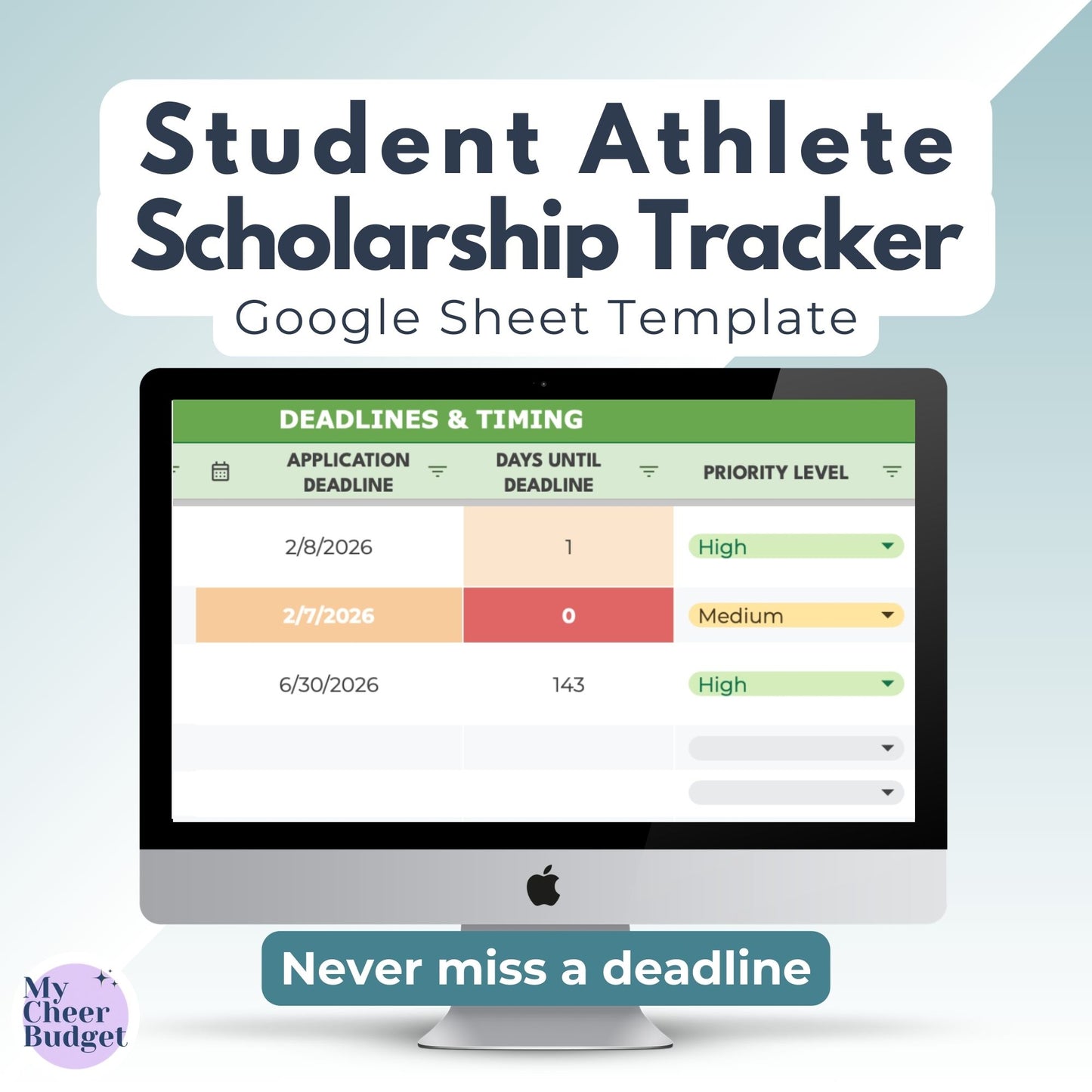 Scholarship Tracker for Student Athletes - Google Sheets Template