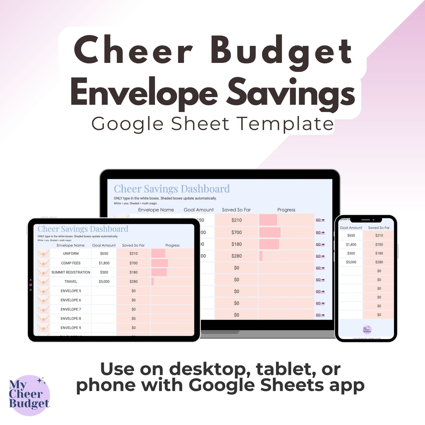Digital Envelope Savings, Wildflower | Google Sheets Template