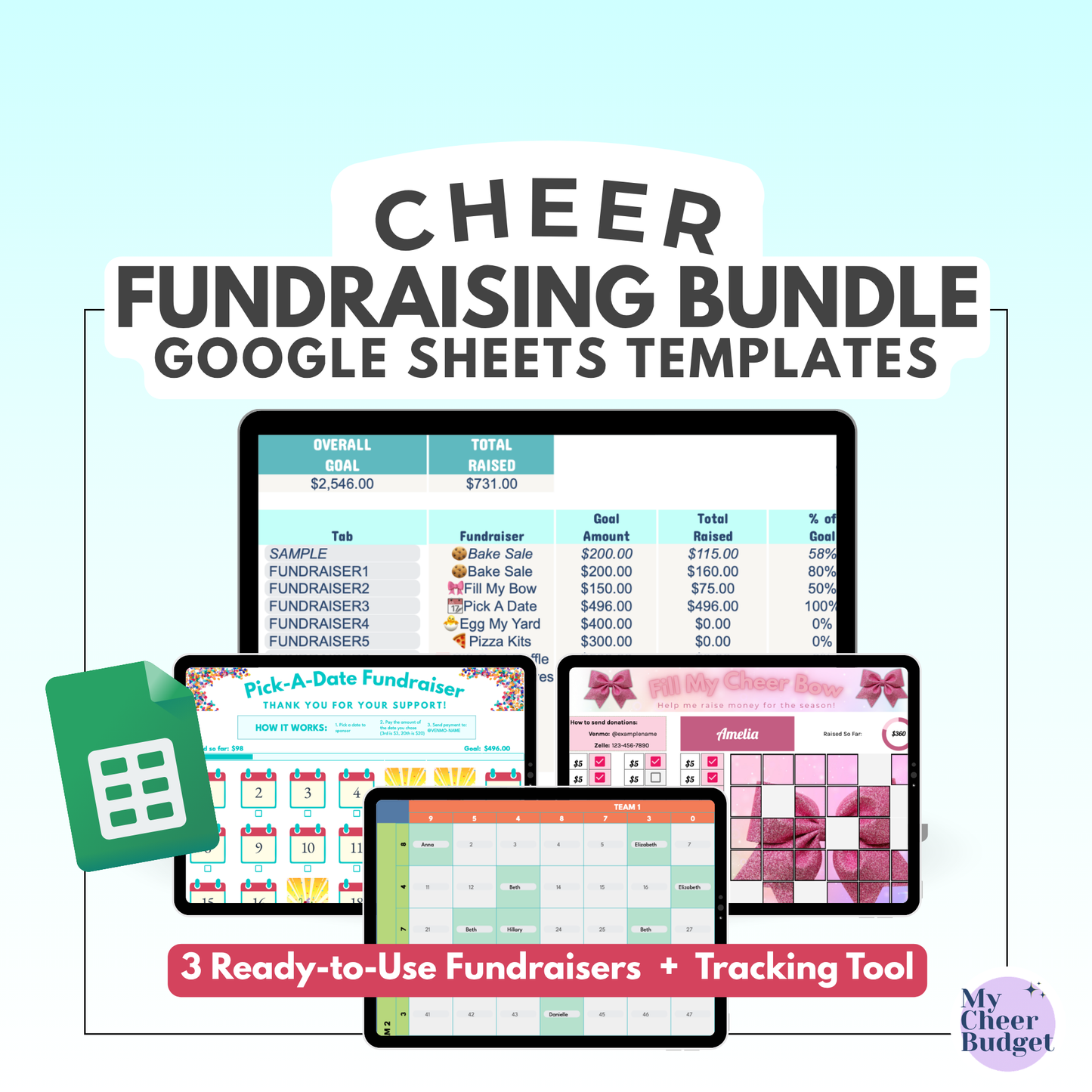 Fundraising Bundle, Ocean | Google Sheets Template