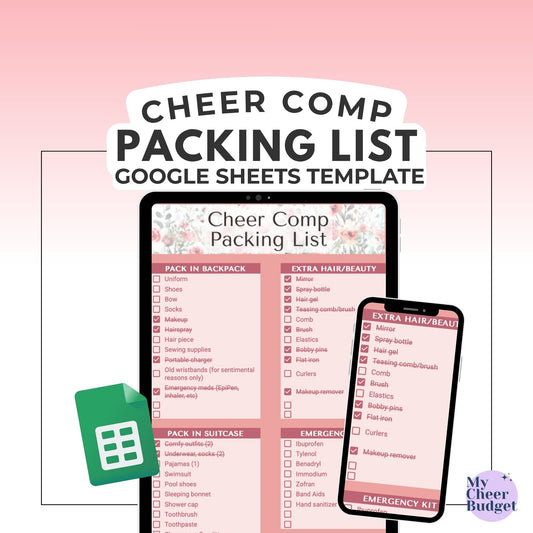 Cheer Comp Packing List, Rose Garden | Google Sheets Template