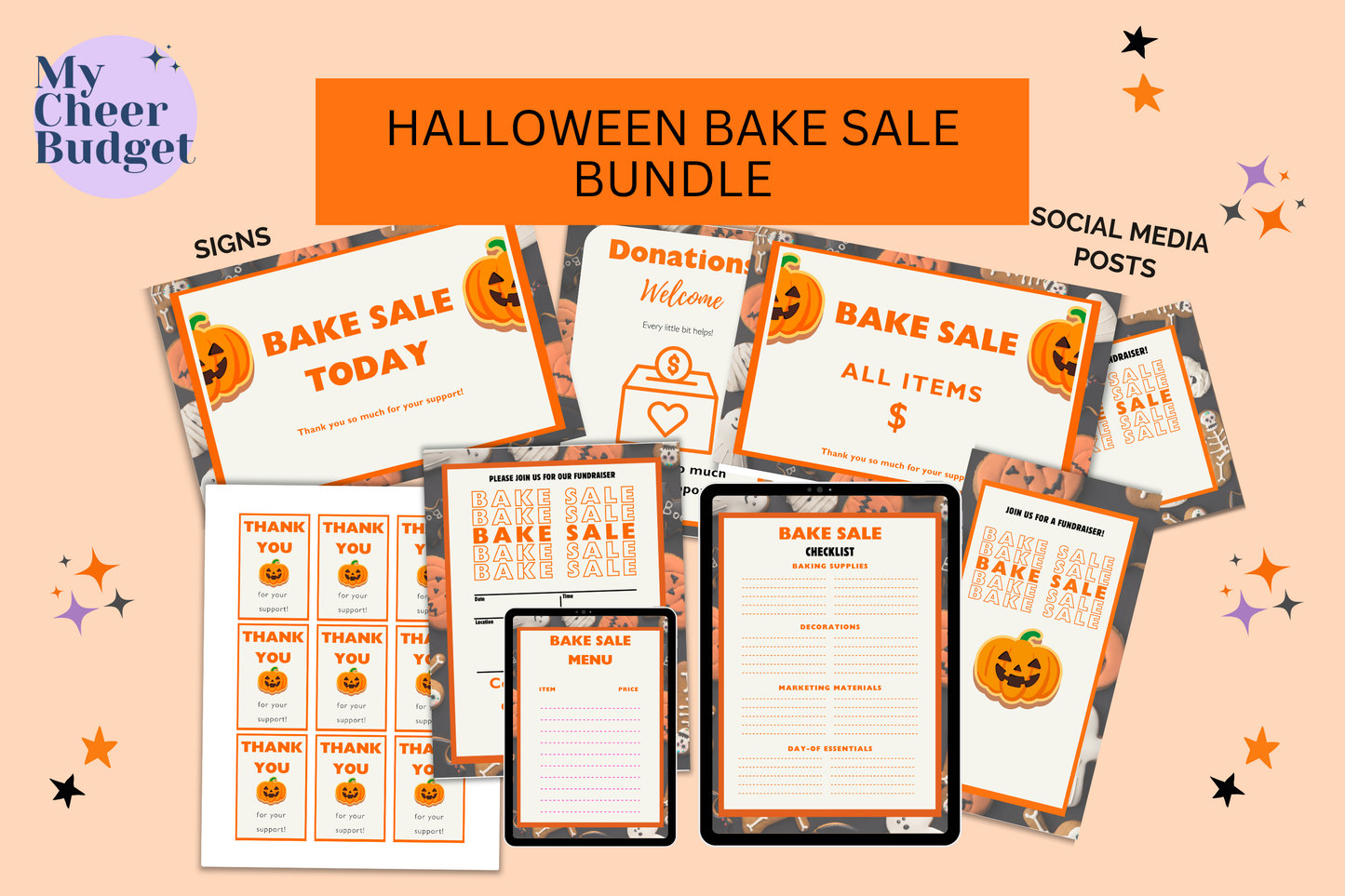 bake sale fundraiser halloween bundle printable