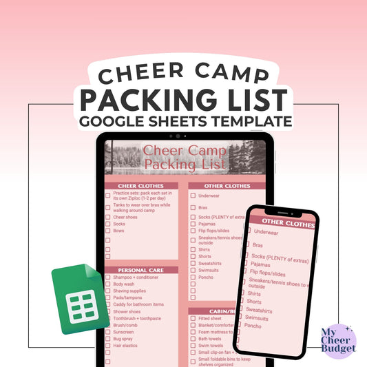Cheer Camp Packing List, Rose Garden | Google Sheets Template