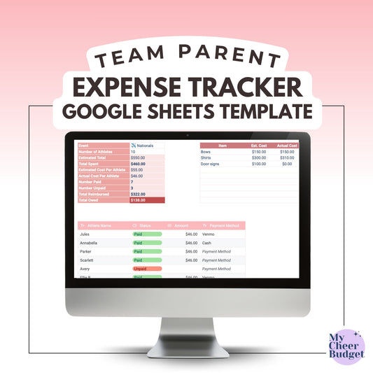 Team Parent Expense Tracker, Rose Garden | Google Sheets Template