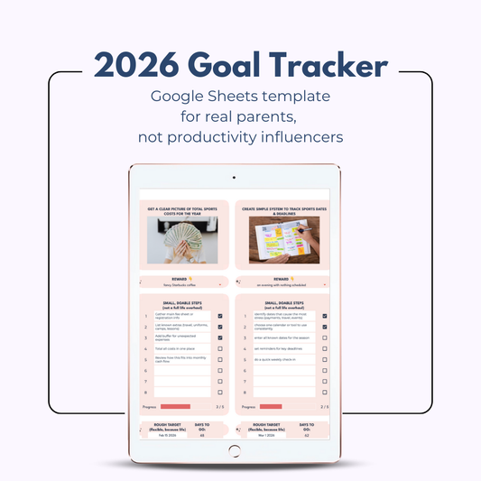 A simple, satisfying Google Sheet goal tracker that helps you set goals, break them into doable steps, track your progress, and actually finish things — without a 40-page planner or toxic hustle energy.