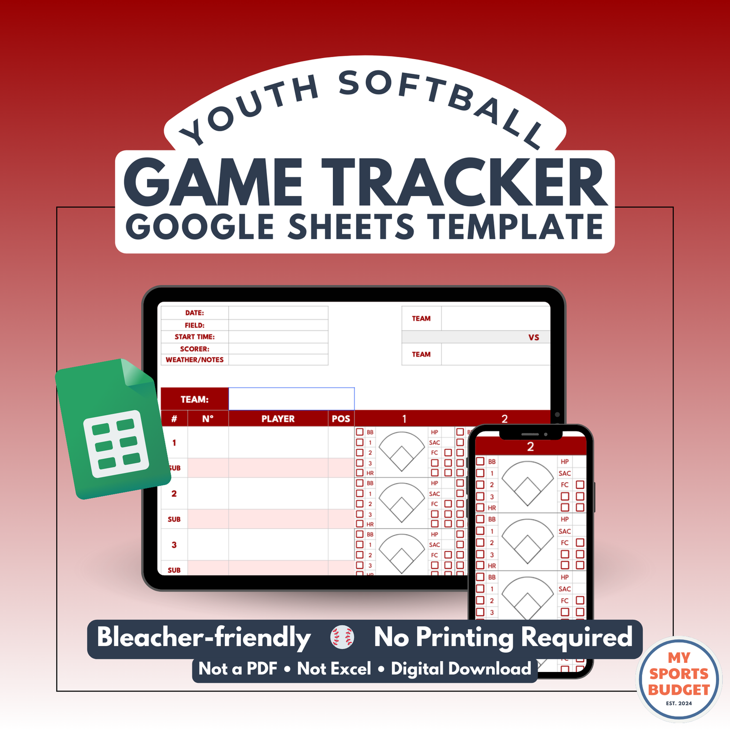 Youth Softball Scorekeeping | Google Sheets Template