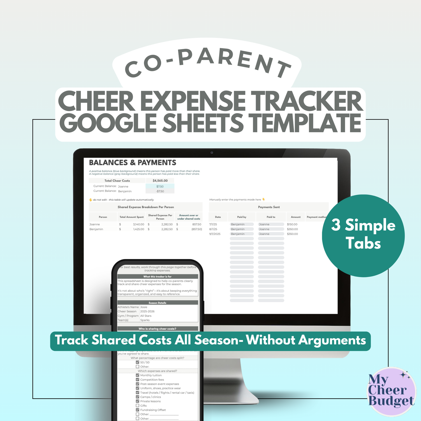 Co-Parent Expense Tracker | Google Sheets Template